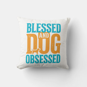 Gesegnet und hundebesessen im Vintage-Design für H Kissen