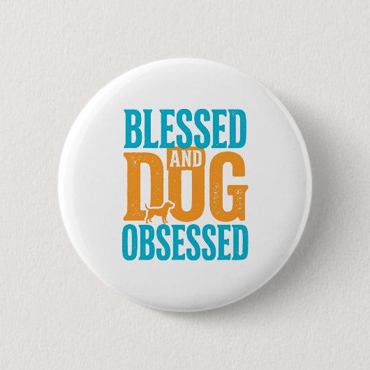 Gesegnet und hundebesessen Retro-Hundeliebhaber-De Button (Vorderseite)