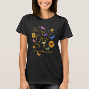 gesegnet von Gott für 22 Jahre Schmetterling Sonne T-Shirt
