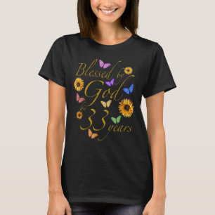gesegnet von Gott für 33 Jahre Schmetterling Sonne T-Shirt