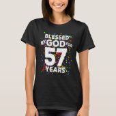 Gesegnet von Gott für 57 Jahre Happy 57. Geburtsta T-Shirt (Vorderseite)