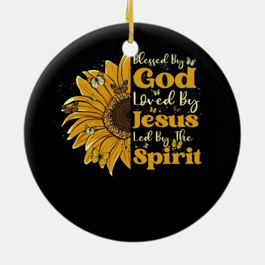 Gesegnet von Gott geliebt durch Jesus geführt durc Keramik Ornament (Hinten)