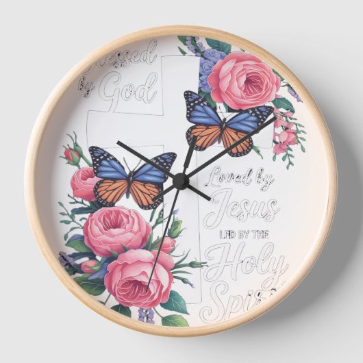 Gesegnet von Gott geliebt durch Jesus glücklichen Uhr (Vorderseite)