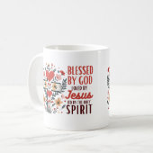 Gesegnet von Gott geliebt von Jesus floralisch Rel Kaffeetasse (Vorderseite Links)