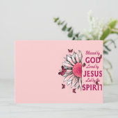 Gesegnet von Gott - geliebt von Jesus rosa Sonnenb Dankeskarte (Stehend Vorderseite)
