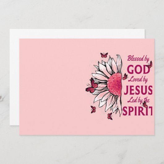 Gesegnet von Gott - geliebt von Jesus rosa Sonnenb Dankeskarte (Vorne/Hinten)