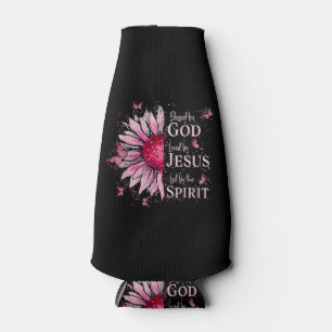 Gesegnet von Gott - geliebt von Jesus rosa Sonnenb Flaschenkühler