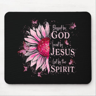 Gesegnet von Gott - geliebt von Jesus rosa Sonnenb Mousepad
