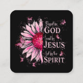 Gesegnet von Gott - geliebt von Jesus rosa Sonnenb Quadratische Visitenkarte (Rückseite)