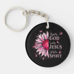 Gesegnet von Gott - geliebt von Jesus rosa Sonnenb Schlüsselanhänger