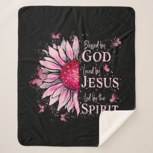 Gesegnet von Gott - geliebt von Jesus rosa Sonnenb Sherpadecke
