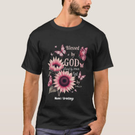 Gesegnet von Gott geliebt von Jesus rosa Sonnenblu T-Shirt