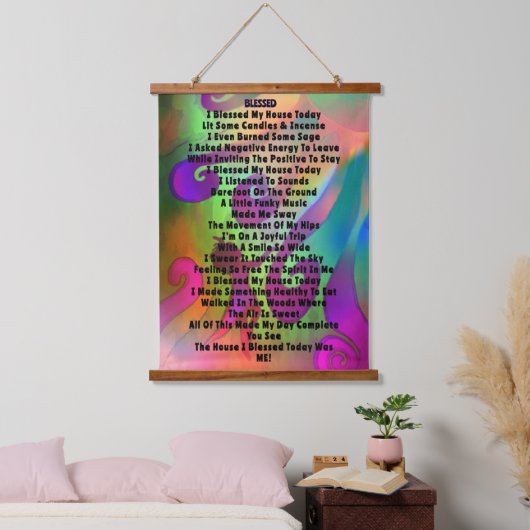 Gesegnet W/ Poem Wood Topped Wall Tapestory Wandteppich Mit Holzrahmen (Schlafzimmer)