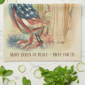 Gesegnete amerikanische Flaggen Jungfrau-Marys Geschirrtuch (Gefaltet)