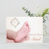 Gesegnete | Baby-Geburts-Mitteilung Einladung (Stehend Vorderseite)