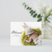 Gesegnete Begrüßungsnachricht Neue Baby Ankündigun Postkarte (Stehend Vorderseite)