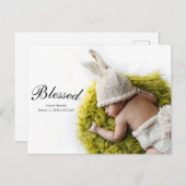 Gesegnete Begrüßungsnachricht Neue Baby Ankündigun Postkarte (Vorne/Hinten)