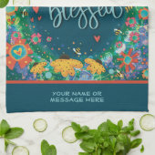 Gesegnete Blumenbienen bringen Spaß Zitat-Namen Geschirrtuch (Gefaltet)