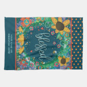 Gesegnete Blumenbienen bringen Spaß Zitat-Namen Geschirrtuch (Horizontal)