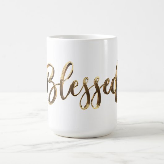 Gesegnete Elegante Imitate Gold Script Inspiration Kaffeetasse (Mittel)