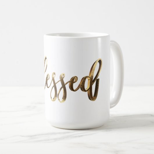 Gesegnete Elegante Imitate Gold Script Inspiration Kaffeetasse (VorderseiteRechts)
