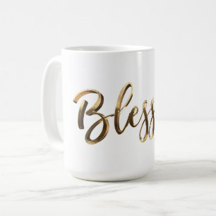 Gesegnete Elegante Imitate Gold Script Inspiration Kaffeetasse