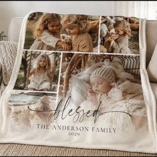 Gesegnete Familien-Foto-Collage-Erinnerung Fleecedecke