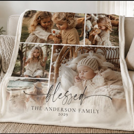 Gesegnete Familien-Foto-Collage-Erinnerung Fleecedecke