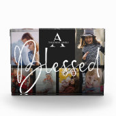 Gesegnete Familienname-Script Monogram-FotoCollage Fotoblock (Vorderseite)