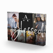 Gesegnete Familienname-Script Monogram-FotoCollage Fotoblock (Rechts)