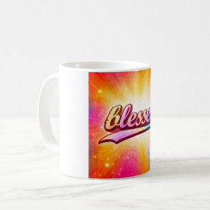 Gesegnete farbenfrohe Typografie Inspirierend Kaffeetasse