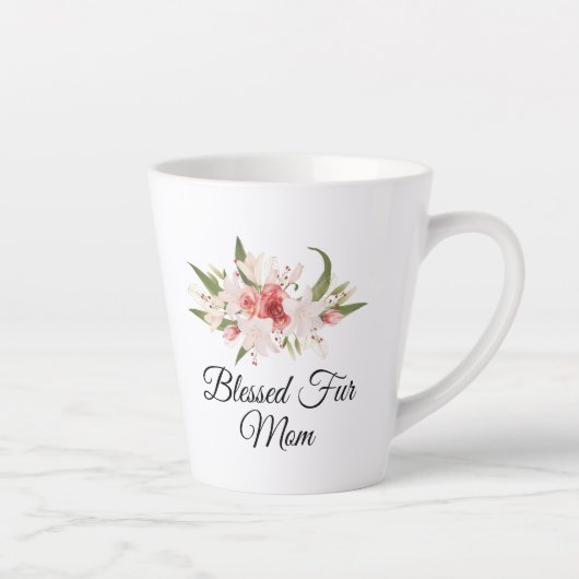 Gesegnete Fell-Mutter mit Wasserfarben-Blumendesig Milchtasse (Rechts)