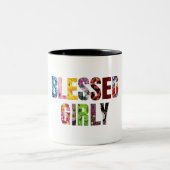 Gesegnete Girly-Tasse Zweifarbige Tasse (Mittel)