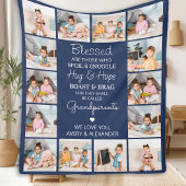 Gesegnete Großeltern Custom Navy Blue 14 Picture Fleecedecke