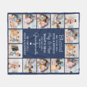 Gesegnete Großeltern Custom Navy Blue 14 Picture Fleecedecke (Vorderseite (Horizontal))