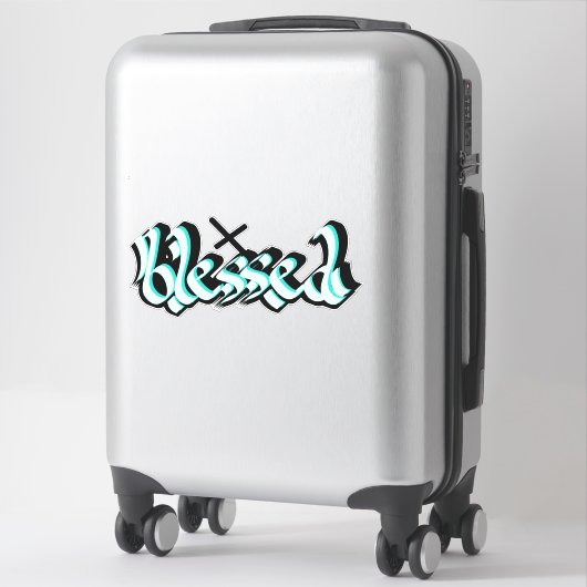 Gesegnete Hand Letter Calligrafy Cross Decal Aufkleber (Koffer)