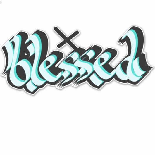 Gesegnete Hand Letter Calligrafy Cross Decal Aufkleber (Vorderseite)
