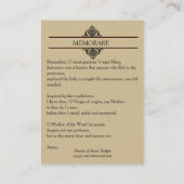 Gesegnete heilige Karte Jungfrau-Marys Memorare (Rückseite)