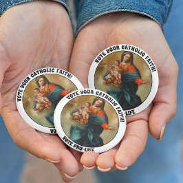 Gesegnete Jungfrau Mary Baby Jesus Heilige Rosary Button