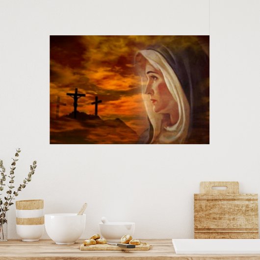 Gesegnete Jungfrau Mary Calvary Print Poster (Küche)