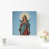 Gesegnete Jungfrau Mary Clock Quadratische Wanduhr (Zuhause)
