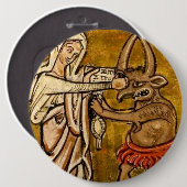 Gesegnete Jungfrau Mary, die den Teufel im Gesicht Button (Vorne & Hinten)