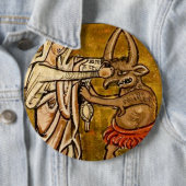 Gesegnete Jungfrau Mary, die den Teufel im Gesicht Button (Beispiel)