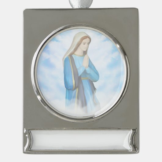 Gesegnete Jungfrau-Mary-Fahnen-Dekoration Banner-Ornament Silber (Vorderseite)
