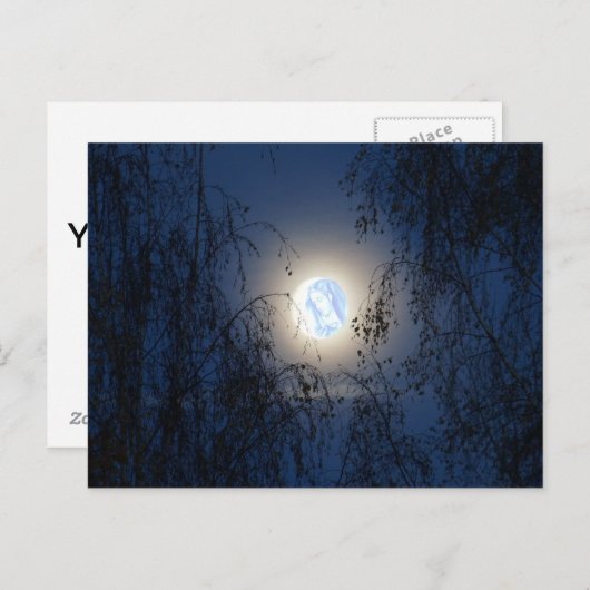 Gesegnete Jungfrau Mary im Moon Lite-Wald Postkarte (Vorne/Hinten)