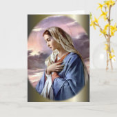 Gesegnete Jungfrau Mary in der Betrachtung Karte (Gelbe Blume)