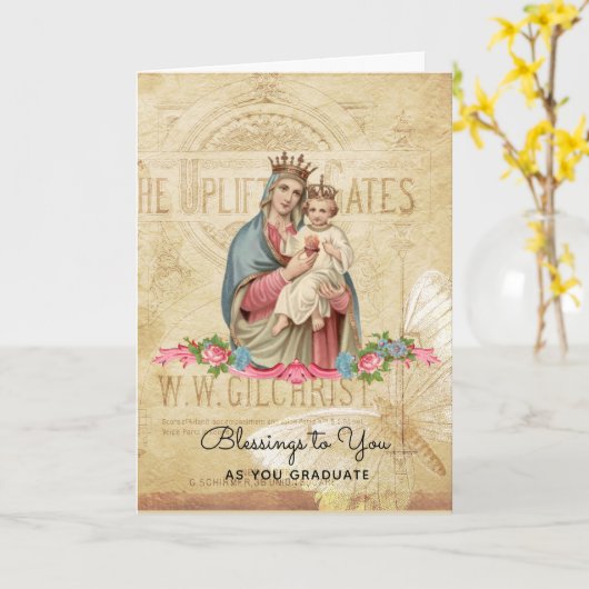 Gesegnete Jungfrau Mary Jesus Abschluss Beginn Karte (Gelbe Blume)