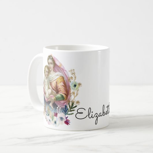 Gesegnete Jungfrau Mary Jesus katholische Gedenkst Kaffeetasse (Vorderseite Links)