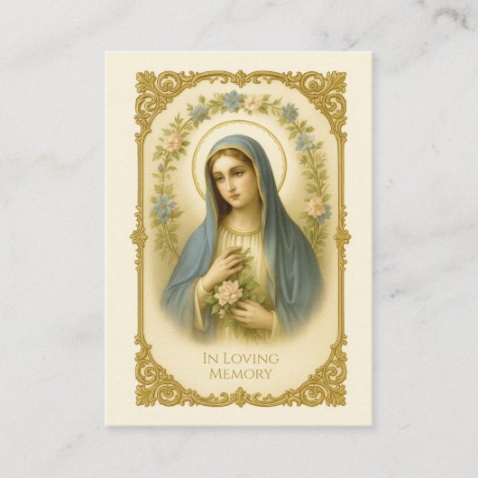 Gesegnete Jungfrau Mary Katholic Beerdigung Gebets Visitenkarte (Vorderseite)