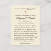 Gesegnete Jungfrau Mary Katholic Beerdigung Gebets Visitenkarte (Rückseite)